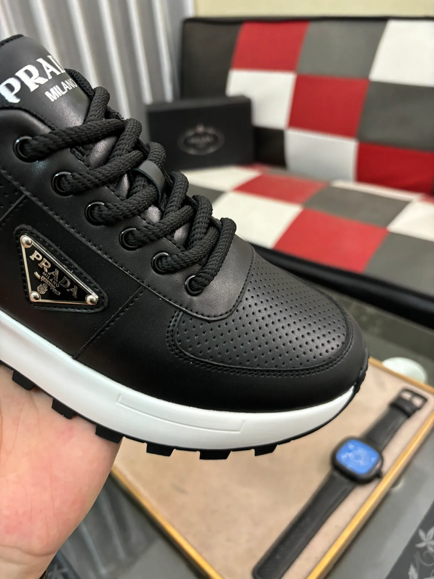 Men's shoes 💰440⌚️⌚️【PRADA】Prada Hong Kong counter casual shoes, counter quality, high-quality workmanship, uppers made of imported breathable fly mesh fabric, comfortable and breathable lining, original air cushion elastic outsole, casual fashion, high-end quality, size: 38-442️⃣Colors available